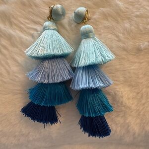 Blue Ombre Tassel Earrings